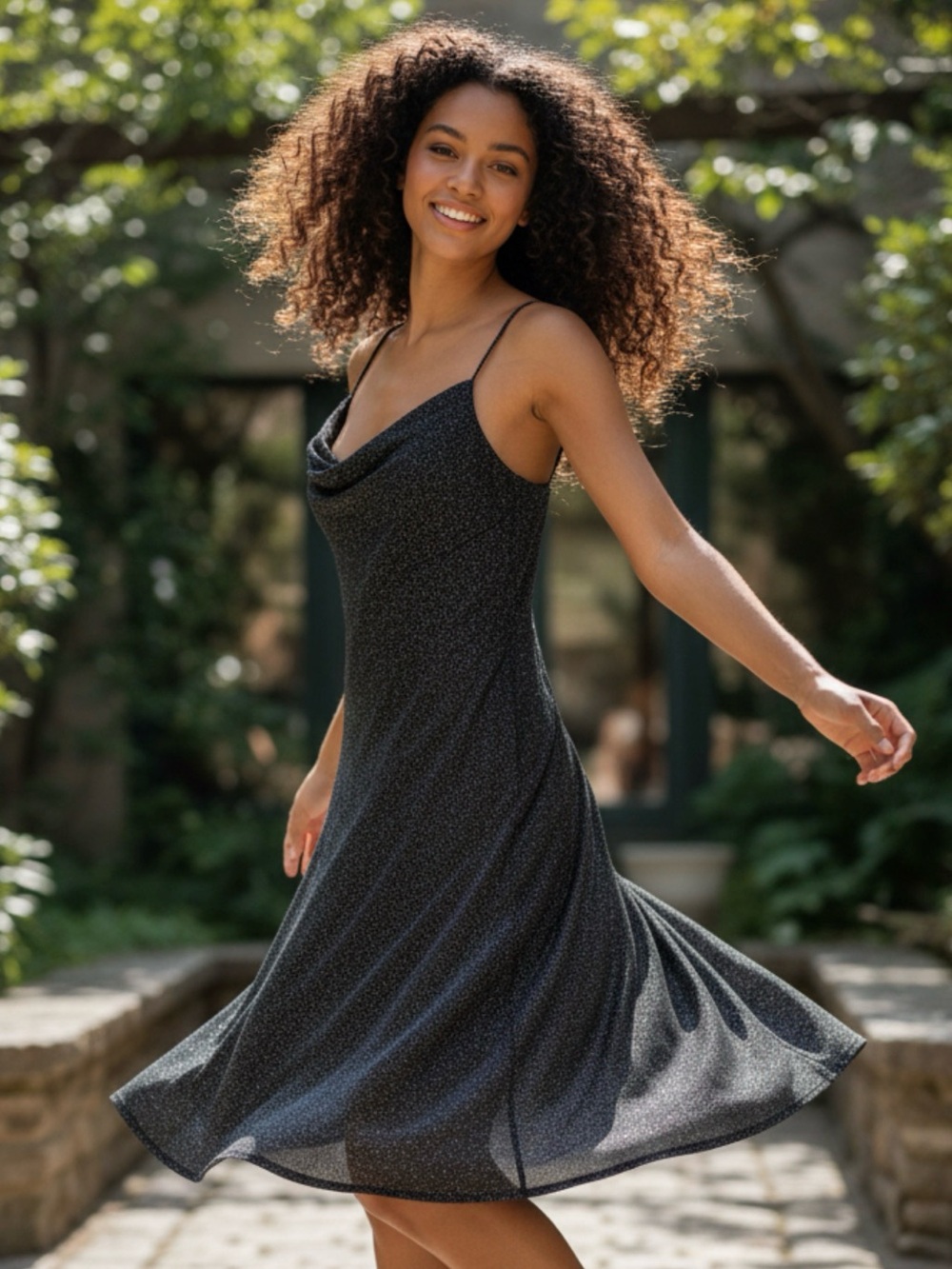 Windsor Black Glitter Cowl Neck Mini Dress